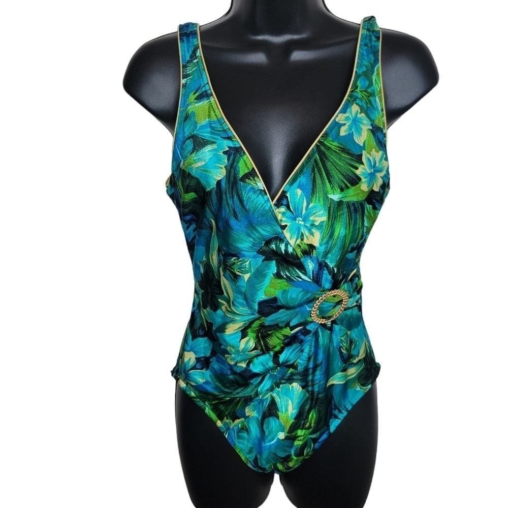 Sirena Signatures Vtg floral wrap one piece swimsuit 14